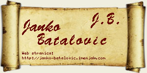 Janko Batalović vizit kartica